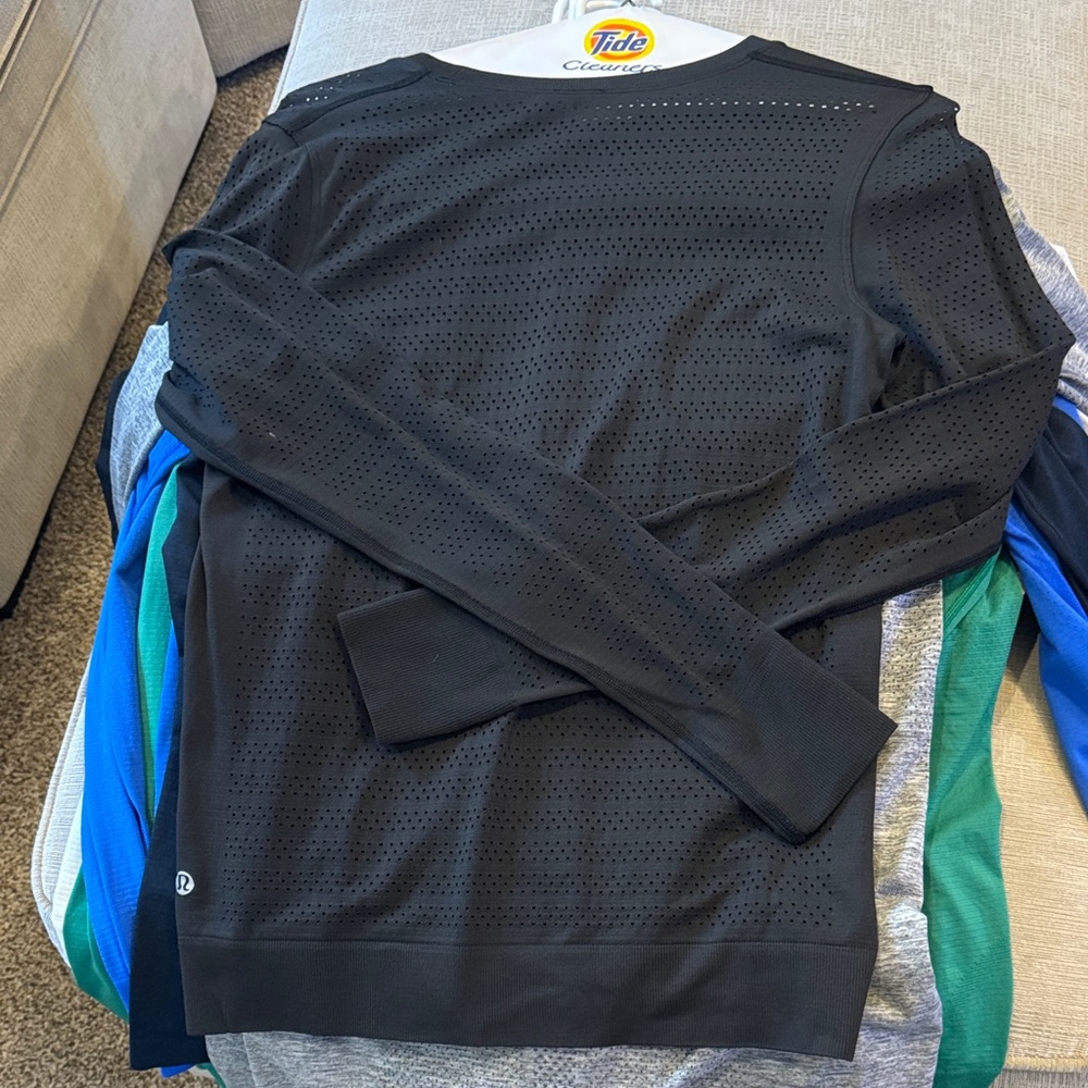 lululemon athletica Black Perforated Crewneck Top